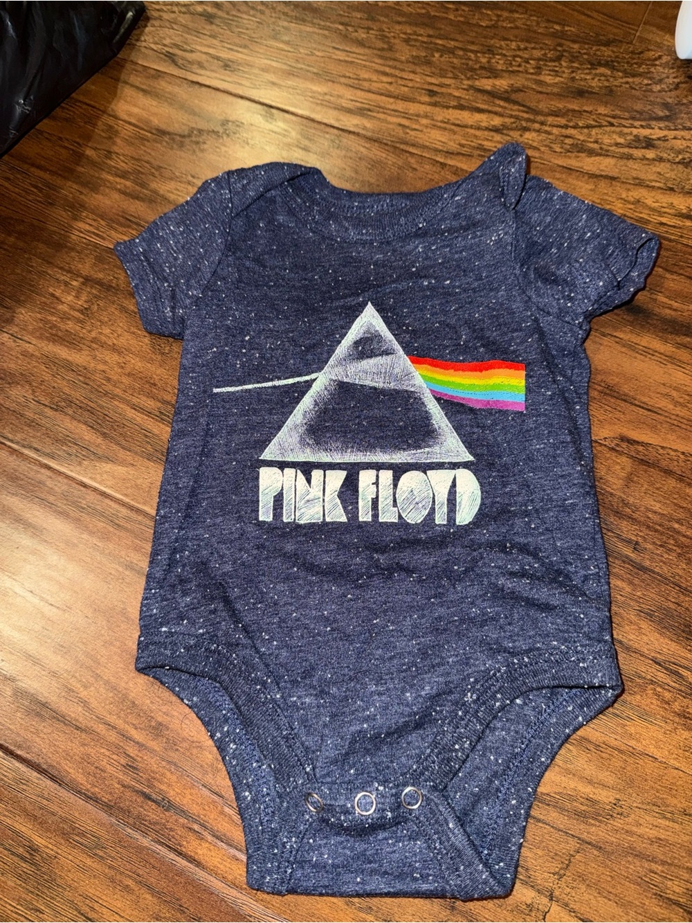 Pink Floyd Navy Blue Baby One-Piece Bodysuit with Prism Rainbow